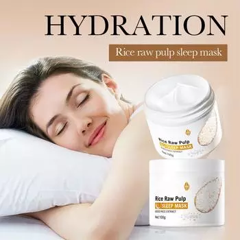 Ночная маска для лица с рисовым молокомУвлажняет и нежирный, легко впитывается, восполняет влагу1 One Size белый