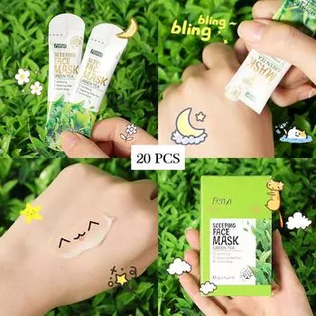 Ночная маска FENYI с зеленым чаем, уход за кожей лица, желейная маска «Спокойной ночи» 20 pcs