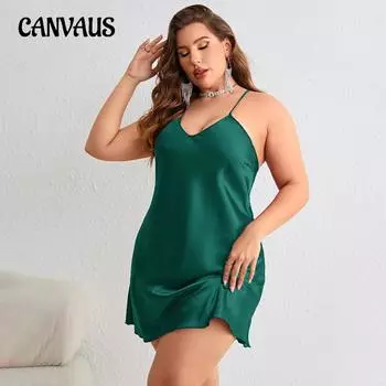 Ночная рубашка больших размеров, женская дышащая ночная рубашка из ледяного шелка, тонкое сексуальное платье с лямкой на бретельках, повседневная женская домашняя одежда 1XL чёрный