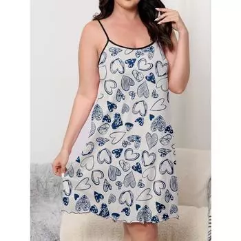 Ночная рубашка больших размеров, женская летняя сексуальная ночная рубашка с принтом бабочек и бретельками, домашняя одежда 1XL чёрный