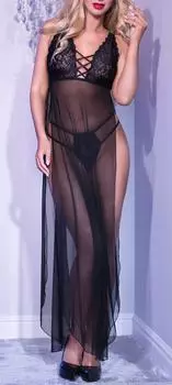 Ночная Рубашка Хастрид - Черный M прозрачный