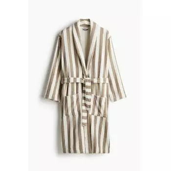 Ночная рубашка HM Terry Бежево-Белая Полоса