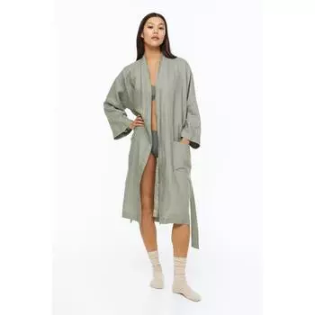 Ночная рубашка из стираного льна H&M, зеленый шалфей S/M/T