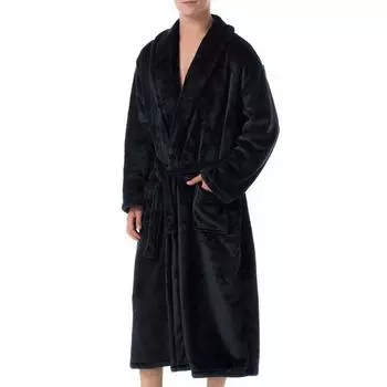 Ночная рубашка осень-зима синяя мужская повседневная флисовая пижама теплая домашняя одежда для пар фланелевый пояс пижама кимоно халат платье 6XL серый