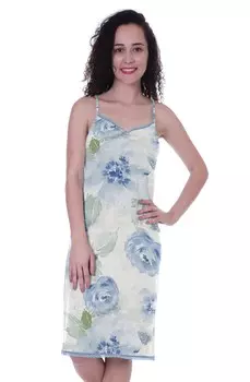 Ночная рубашка с бретельками и принтом Moomaya для женщин, кружевная одежда для сна с v-образным вырезом 3XL лаванда синий