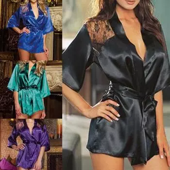 Ночная рубашка с поясом, удобная мини-сексуальная женская ночная рубашка, трусики, комплект для дома L красный