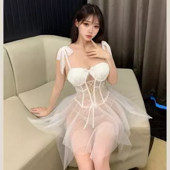 ночная рубашка сексуальная свободная перспектива сетка страсть дразнящая униформа соблазн полуночный шарм average size