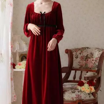 Ночная рубашка женская домашняя одежда осень и зима тонкий стиль новый стиль элегантный, удобный, повседневный, простой, универсальный, свободный большой размер M