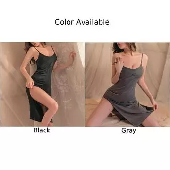 Ночная рубашка женская облегающая сексуальная блестящая одежда для сна с открытой спиной