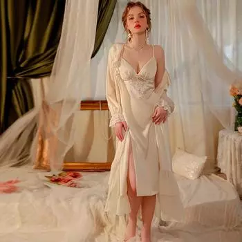 Ночная рубашка, женская повседневная одежда, однотонная, атласная, глубокий V-образный вырез, сексуальная, с бретельками, мягкая ночная рубашка для женщин M