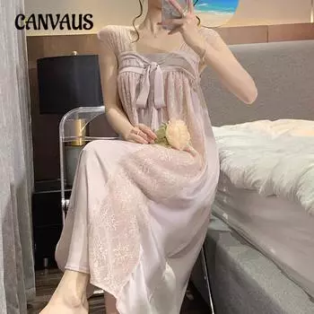 Ночная рубашка женская тонкая сетка сексуальная весна и лето ночная рубашка домашняя французская придворная M