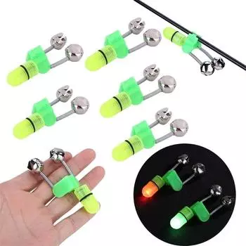 Ночная рыбалка карповая рыбалка двойной колокольчик кольцо светодиодный рыболовный приманка рыболовный сигнализатор поклевки рыболовный световой сигнализатор 5Pcs Red Light