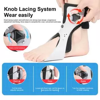 Ночная шина для лечения подошвенного фасциита с надувной воздушной подушкой, регулируемая ночная шина для облегчения тендинита, поддерживающая ортопедическая медицинская шина для ног M Right Foot серый