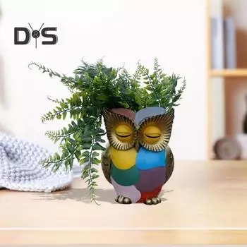 Ночная сова горшок для растений комнатные растения для улицы овощные травы суккулент цветочный горшок контейнер смоляная птица животное фигурка статуэтка домашний балкон сад Owl