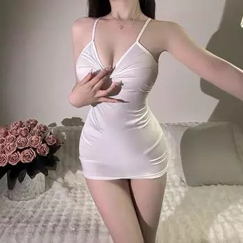 Ночная жизнь сексуальное нижнее белье сексуальная фея ветер подтяжки ночная рубашка страсть полоса утечка назад свободный костюм горничной накидка на бедра average size