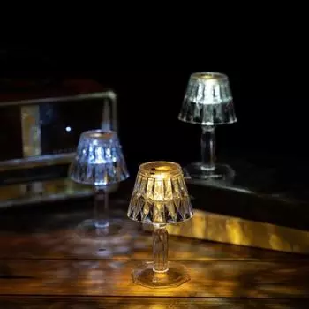 Ночник, 3 цвета, энергосберегающий, на батарейках, настольная лампа из искусственного хрусталя, светодиодный прикроватный светильник, украшение для вечеринки