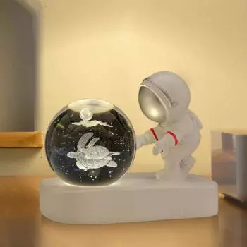 Ночник астронавта с питанием от USB, космонавт, 3D искусственный хрустальный шар, настольная лампа для детской спальни, прикроватная светодиодная лампа для детской комнаты, украшение, рождественский подарок 2