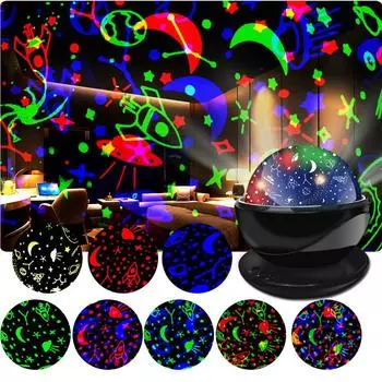 Ночник для детей Динозавр Декор комнаты для мальчиков Светодиодный проектор Galaxy Вращающийся ночник Проектор Небесные огни Рождественские подарки