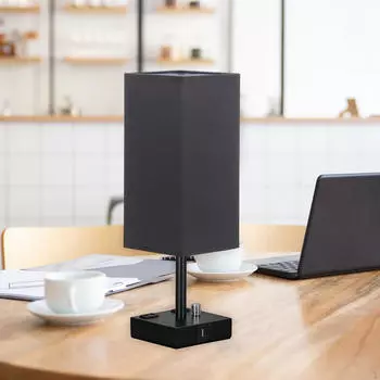 Ночник для спальни с USB-портами, настольный светильник для гостиной бежевый