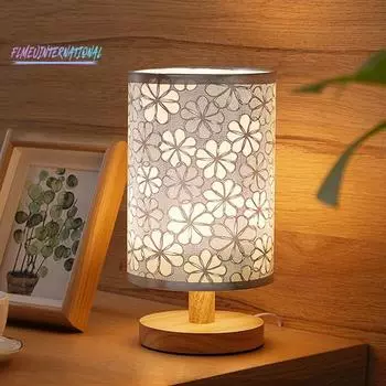 Ночник Мягкое освещение с регулируемой яркостью, низкое энергопотребление, мерцание, деревянное основание, декоративная защита глаз, прикроватная тумбочка для спальни, светодиодная лампа для чтения Plum Blossom
