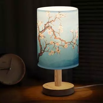 Ночник - Прикроватная лампа для чтения на тему магнолий с деревянным основанием для ночи, спальни, гостиной, дома и декора-