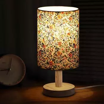 Ночник - Прикроватная лампа для чтения с цветочной тематикой и деревянным основанием для ночи, спальни, гостиной, дома и декора