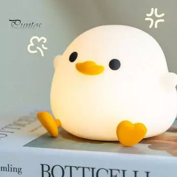 Ночник с мультяшной уткой и сенсорным датчиком, защита глаз без мерцания, перезаряжаемая настольная лампа, прикроватный светильник 1 Set