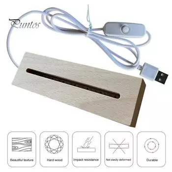 Ночник с USB Plug-Play, без мерцания, неослепляющий, энергосберегающий, на деревянной основе, светодиодный декор прикроватной лампы A Warm light