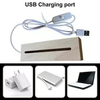 Ночник с USB Plug-Play, без мерцания, неослепляющий, энергосберегающий, на деревянной основе, светодиодный декор прикроватной лампы A Warm light