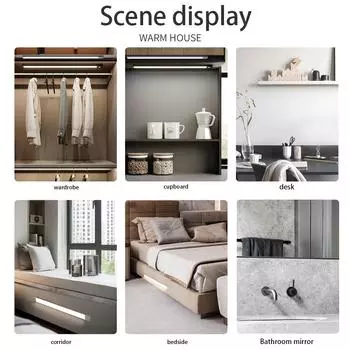 Ночник, светодиодный светильник под шкафом, датчик движения, ночник, светильник для шкафа, освещение для кухни, магнитное ночное освещение