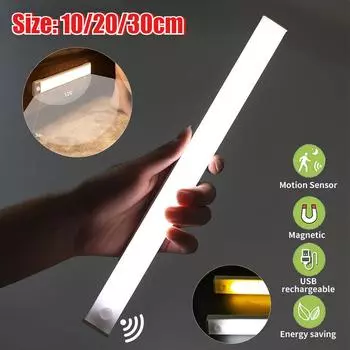 Ночник, светодиодный светильник под шкафом, датчик движения, светильник для шкафа, USB аккумуляторная лампа для кухонного освещения, лампа для шкафа Warm light-10cm