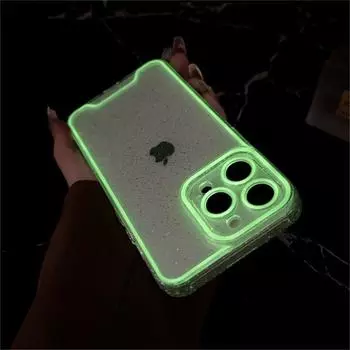 Ночник светящийся прозрачный чехол для iPhone 11 12 13 14 Pro Max 15 Pro Max прозрачный блестящий противоударный мягкий силиконовый чехол For iPhone 11Pro Max