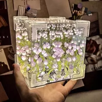 Ночник-тюльпан, окружающая лампа, прозрачный акриловый корпус, сделай сам, тумбочка ручной работы, цветочный светильник, настольный орнамент розовый