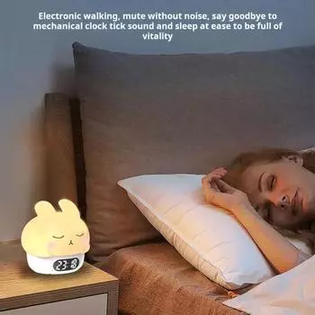 Ночник в форме милого кролика без мерцания мягкое свечение сенсорное управление регулировка яркости детская для малышей силиконовый розовый