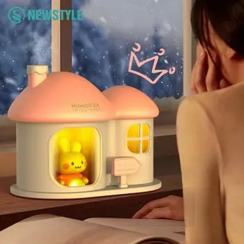 Ночники с изображением мультяшного кролика с увлажнителем воздуха с двойным распылением 300 мл USB 7-цветные ночные светильники с эфирными маслами Аромадиффузоры