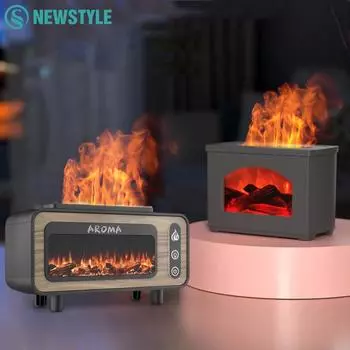 Ночники с каминным пламенем и увлажнителем воздуха. Цветной светодиодный светильник с пламенем. USB-диффузор для ароматерапии с эфирными маслами. Креативный подарок.