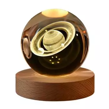Ночники в виде хрустального шара с деревянной основой, настольная лампа в виде хрустального шара 6/6cm