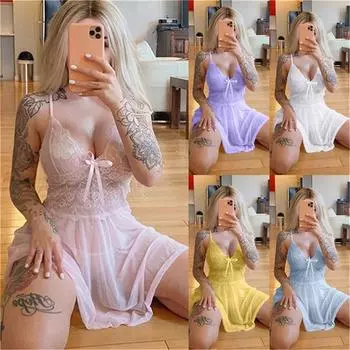 Ночное белье, женская ночная рубашка на бретельках, большие размеры, с v-образным вырезом, однотонное, мягкое, 1 шт., женское сексуальное женское белье M розовый