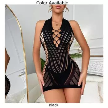 Ночное платье-мини-платье, прозрачное эротическое белье с вырезами Free size