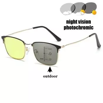 Ночное видение многофокусные цветные желтые очки против синего света пресбиопии новые деловые очки двойного назначения для дальнего и ближнего зрения 300 матовый черный