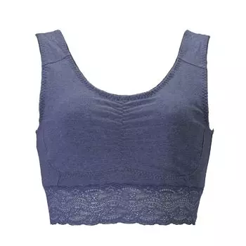 Ночной бюстгальтер из хлопковой смеси, которая нежна на ворсе, подкладка для дневного использования, беспроводная, темно-синий, меланжевый [Lucian] [ночная поддержка, кожа, тип] использование, бюстгальтер, женский