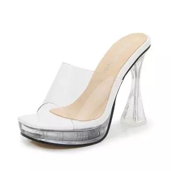 Ночной клуб новая обувь с открытым носком толстый каблук водонепроницаемая платформа высокие каблуки Т-образная платформа модель автомобиля женские сандалии подиум шест для танцев обувь 35