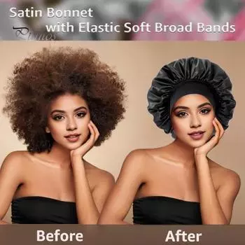 Ночной колпак с эластичной широкой лентой, очень большой спальный атласный капор, гладкий, высокой плотности, женские косички, вьющийся, ночная шапочка для сна для домашнего салона хаки