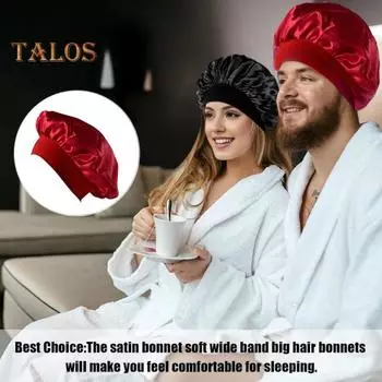Ночной колпак с эластичной широкой лентой, очень большой спальный атласный капор, гладкий, высокой плотности, женские косички, вьющийся, ночная шапочка для сна для домашнего салона розовый