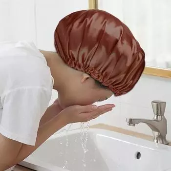 Ночной колпак с резинкой, двухслойный, очень большой, атласный, гладкий, высокой плотности, женский, с косичками, вьющийся, ночной колпак для сна для домашнего салона кофейный