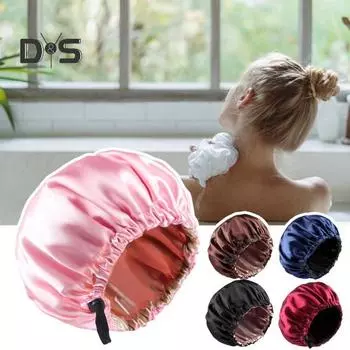 Ночной колпак с резинкой, двухслойный, очень большой, атласный, гладкий, высокой плотности, женский, с косичками, вьющийся, ночной колпак для сна для домашнего салона красный
