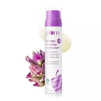 Ночной обновляющий крем Plum 0,5% Retinol | Предотвращает появление тонких линий и морщин | Разглаживает кожу | 100% веганский продукт | 50 г