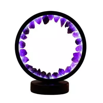 Ночной светильник аметистовый USB-интерфейс, многоцветный режим затемнения, спальный светильник, подходит для гостиной, офиса, домашнего декора, ночник, идеальный подарок round фиолетовый