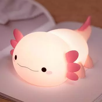Ночной светильник Axolotl, милый подарок для девочек, прикроватная лампа, силиконовый ночник, перезаряжаемый, с регулируемой яркостью, подарок на день рождения, подарки на день рождения для мальчиков и девочек 8