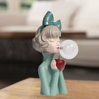 Ночной светильник Bubble Girl для настольного использования, уникальное украшение стола для гостиной 14x24x36.5cm_green bowknot